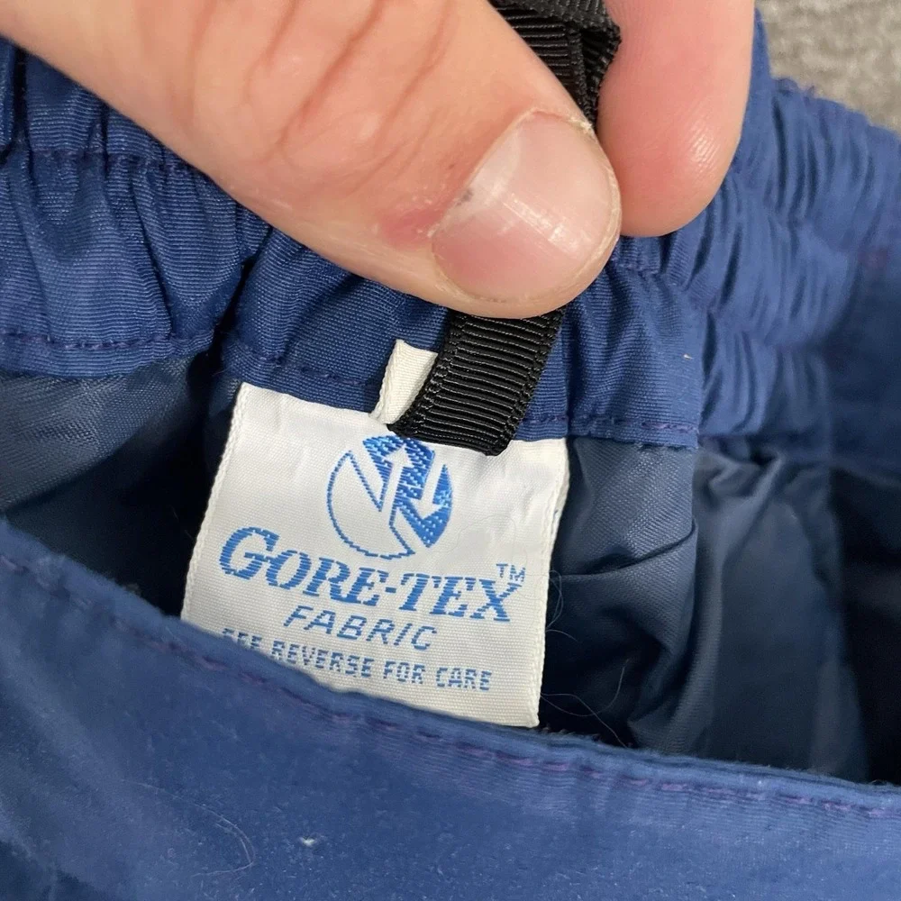 VTG The North Face Gore-Tex Ski Snow Pants Mens Large Blue Waterproof Shell Zip
